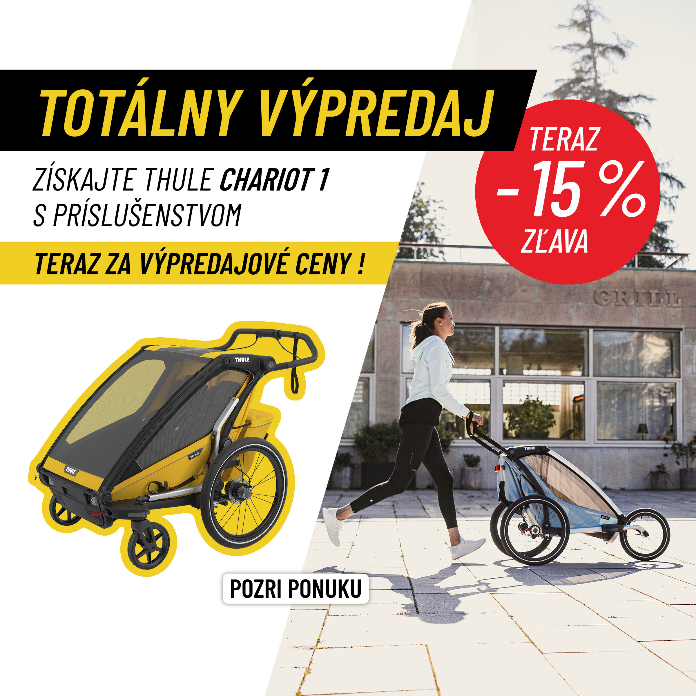 Výpredaj detských kočíkov Urban Glide 2 a cyklovozíkov Chariot 1 +príslušenstvo